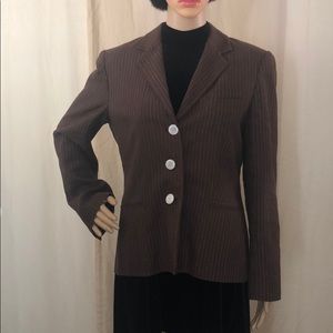 Chaps Pin Striped Brown Blazer